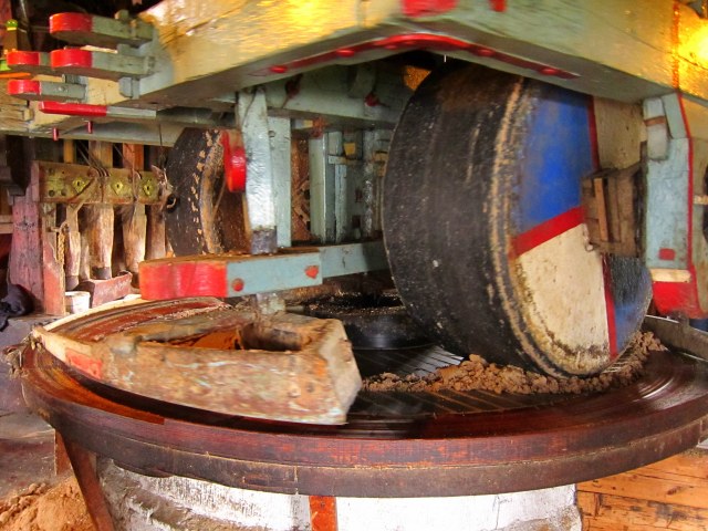 Millstones and wooden guides